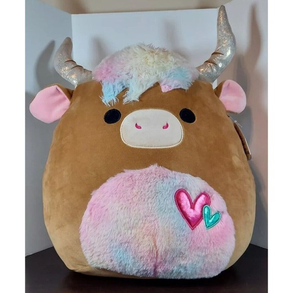 NWT Squishmallow CANDELA The Highland Cow 16" Valentines 2023 Rainbow - Picture 2 of 6
